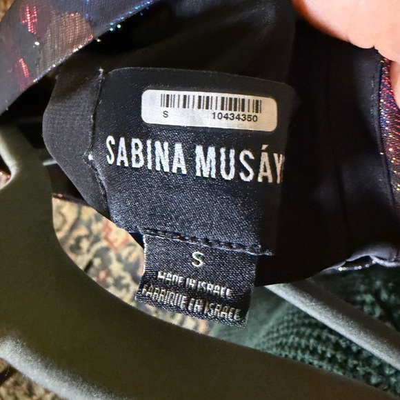 Sabina Musayev Shimmer One Shoulder Puff Sleeve Blouse. Size Small. Retail $215 - Picture 6 of 9